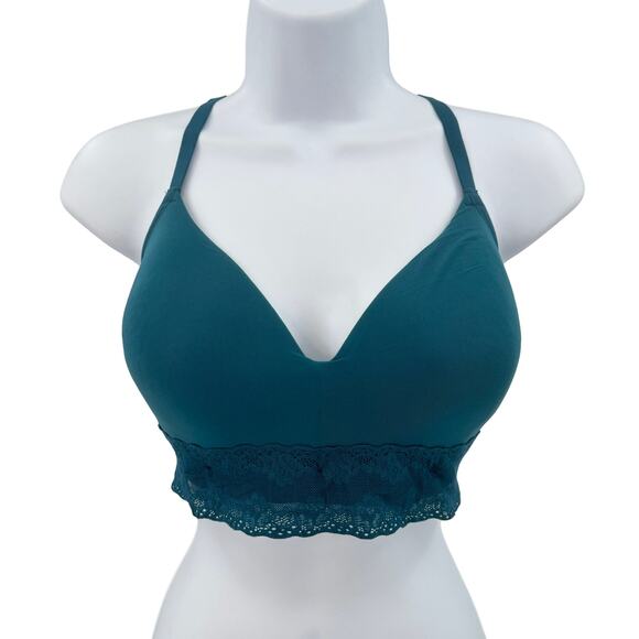 Natori Teal Lacy Bra Nordstrom Bliss Perfection Contour Soft Cup 32DDD Wireless - Picture 1 of 9